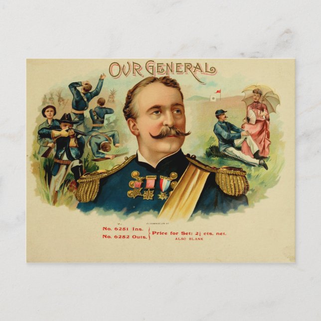 Vintage Cigar Box-etikett Vykort (Framsida)