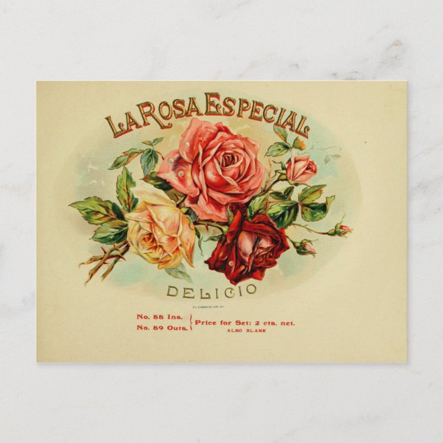 Vintage Cigar Box-etikett Vykort (Framsida)