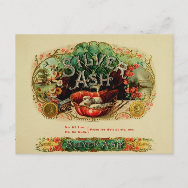Vintage Cigar Box-etikett Vykort (Framsida)