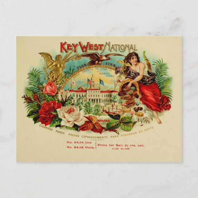 Vintage Cigar Box-etikett Vykort (Framsida)
