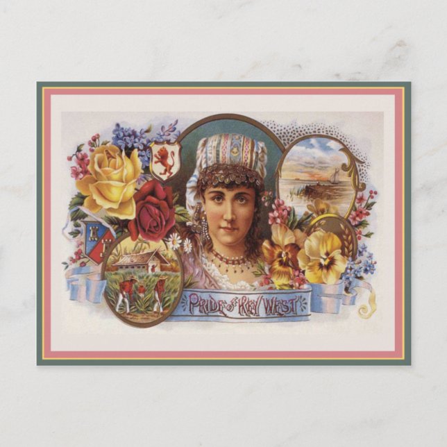 Vintage Cigar Box-etikett Vykort (Framsida)