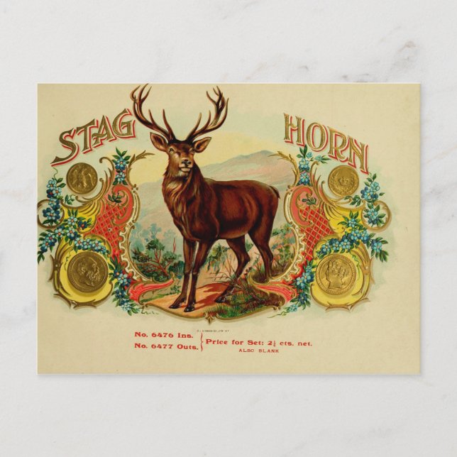 Vintage Cigar Box-etikett Vykort (Framsida)