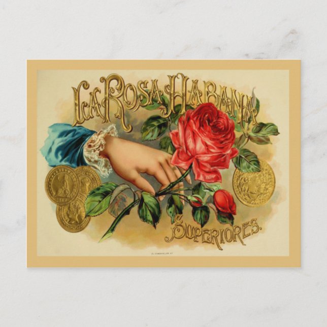 Vintage Cigar Box-etikett Vykort (Framsida)