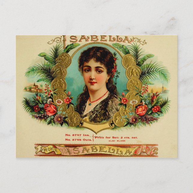 Vintage Cigar Box-etikett Vykort (Framsida)