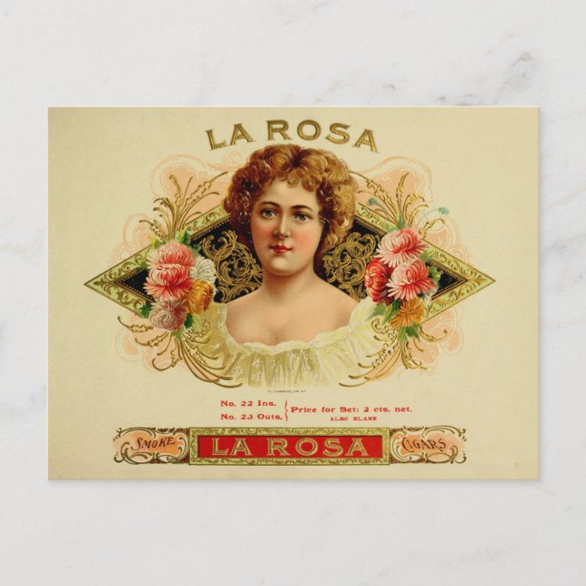 Vintage Cigar Box-etikett Vykort (Framsida)
