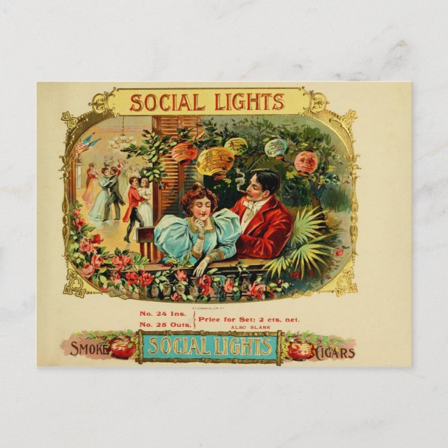 Vintage Cigar Box-etikett Vykort (Framsida)