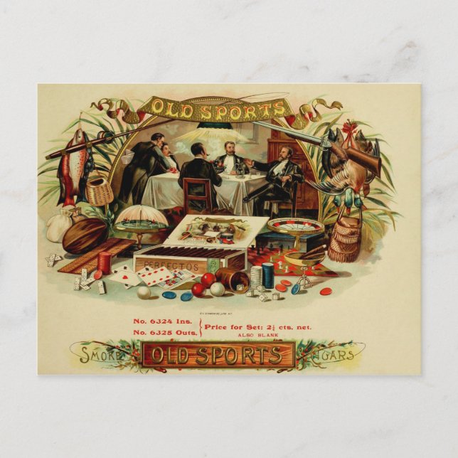 Vintage Cigar Box-etikett Vykort (Framsida)