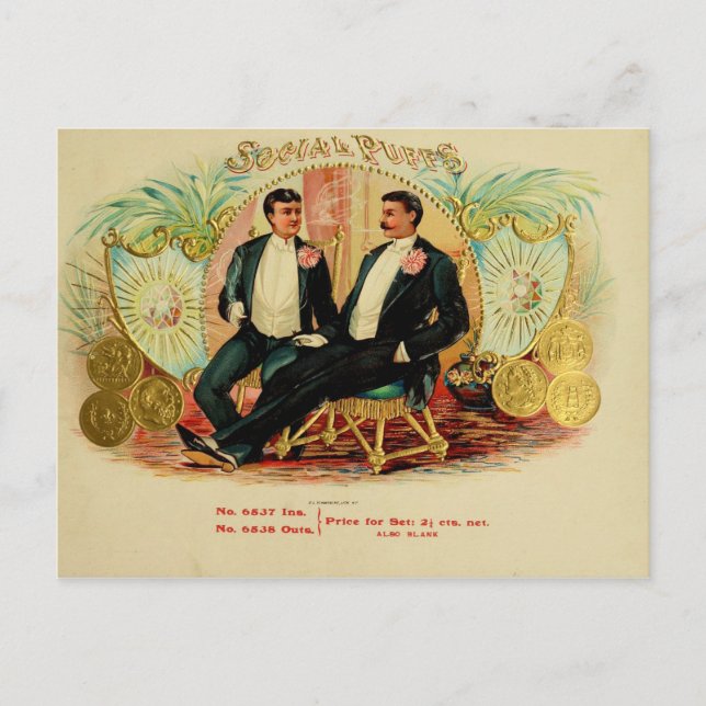 Vintage Cigar Box-etikett Vykort (Framsida)