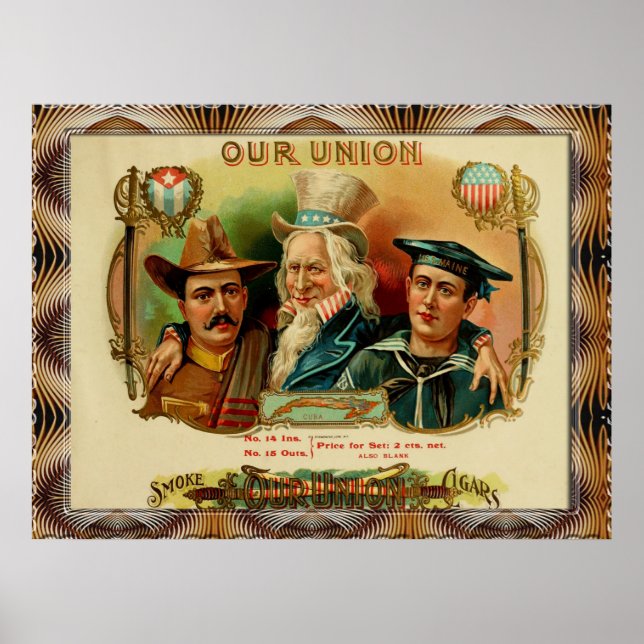 Vintage Cigar Box-etiketter Poster (Framsidan)