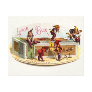 Vintage Cigar Box Gnomes Canvastryck