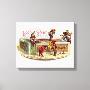 Vintage Cigar Box Gnomes Canvastryck