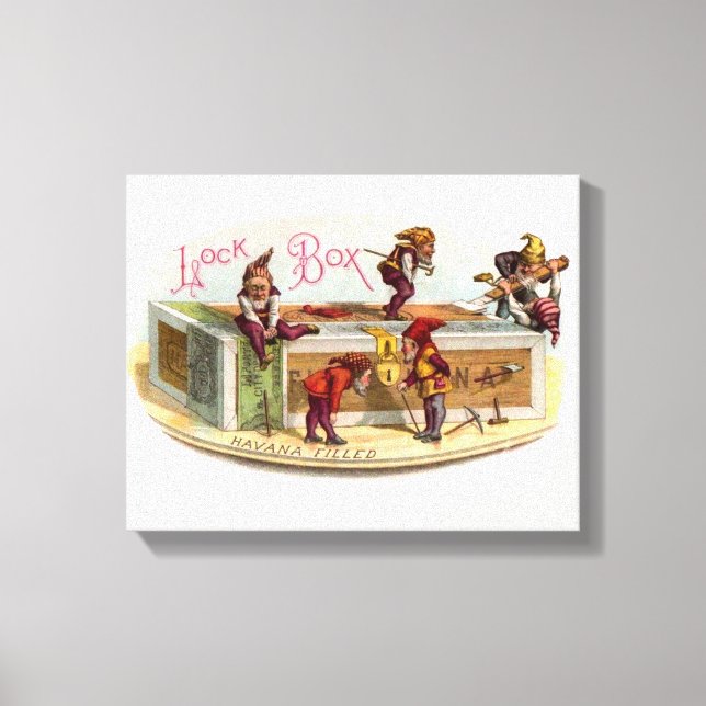 Vintage Cigar Box Gnomes Canvastryck (Framsida)