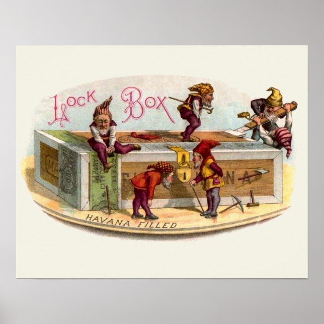 Vintage Cigar Box Gnomes Poster (Framsidan)