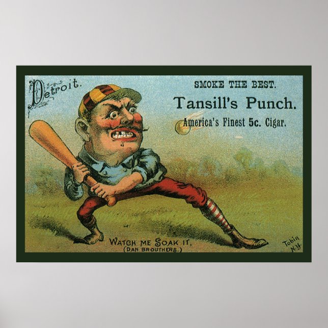 Vintage Cigar-etikett, Slå av sportsbasket Tansill Poster (Framsidan)