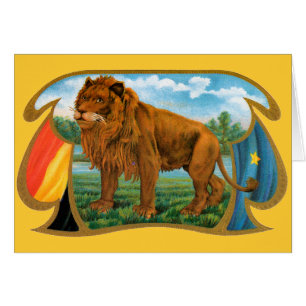 Vintage Cigar Label Art, afrikansk Lejon i Savanna OBS Kort