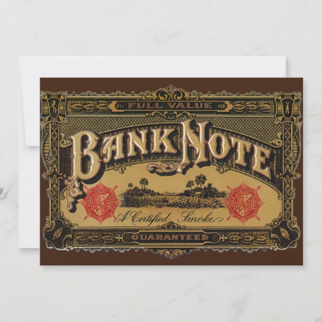 Vintage Cigar Label Art., Bank Note Money Finance (Framsida)