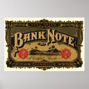 Vintage Cigar Label Art., Bank Note Money Finance Poster