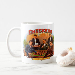 Vintage Cigar Label Art, Checkers Mild and Mellow Kaffemugg