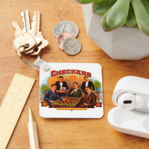 Vintage Cigar Label Art, Checkers Mild and Mellow Nyckelring