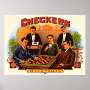 Vintage Cigar Label Art, Checkers Mild and Mellow Poster