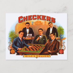 Vintage Cigar Label Art, Checkers Mild and Mellow Vykort