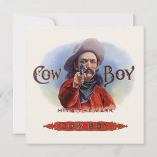 Vintage Cigar Label Art, Cowboyen träffar märket