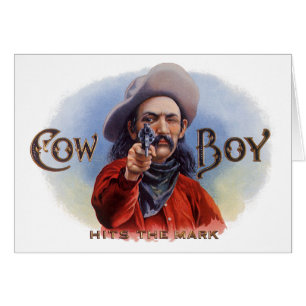 Vintage Cigar Label Art, Cowboyen träffar märket Hälsningskort