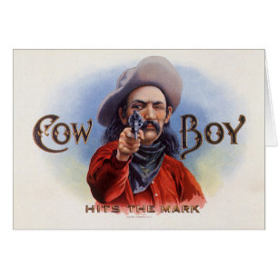 Vintage Cigar Label Art, Cowboyen träffar märket Hälsningskort