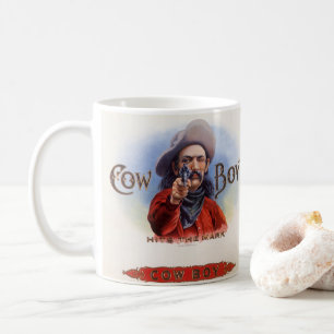 Vintage Cigar Label Art, Cowboyen träffar märket Kaffemugg