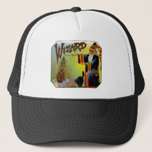 Vintage Cigar Label Art, guide med svart katt Truckerkeps