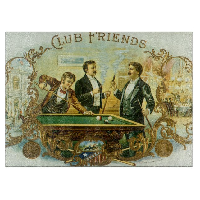 Vintage Cigar Label Art, Klubb Friends Billiards (Framsidan)