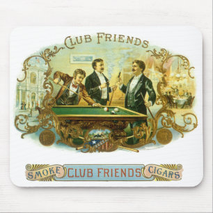 Vintage Cigar Label Art, Klubb Friends Billiards Musmatta