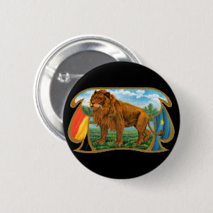 Vintage Cigar Label Art, Lejon, Kung i Jungle Knapp