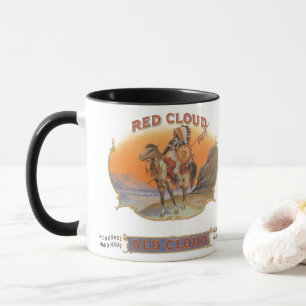 Vintage Cigar Label Art, Red Cloud Indian on Horse Mugg