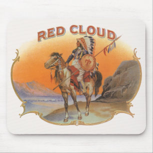 Vintage Cigar Label Art, Red Cloud Indian on Horse Musmatta