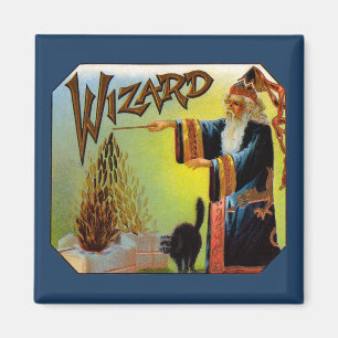 Vintage Cigar Label, Magic Wizard with Black Cat Magnet
