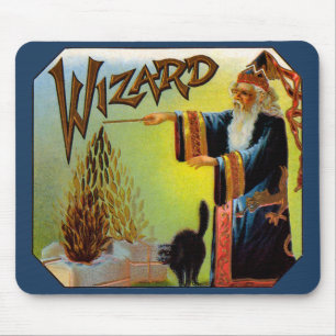 Vintage Cigar Label, Magic Wizard with Black Cat Musmatta
