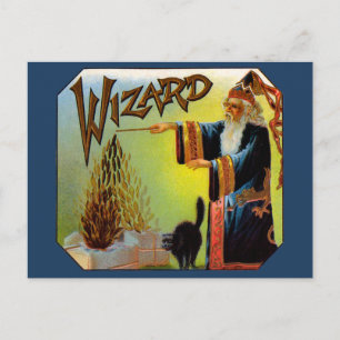 Vintage Cigar Label, Magic Wizard with Black Cat Vykort