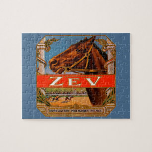 Vintage Cigar Label, Zev Tävling Horses Brown Colt Pussel