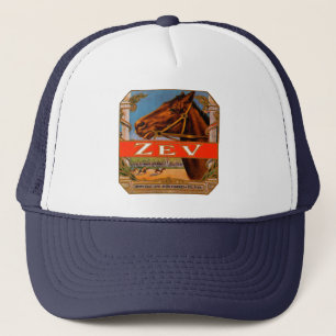 Vintage Cigar Label, Zev Tävling Horses Brown Colt Truckerkeps