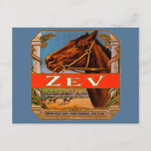 Vintage Cigar Label, Zev Tävling Horses Brown Colt Vykort