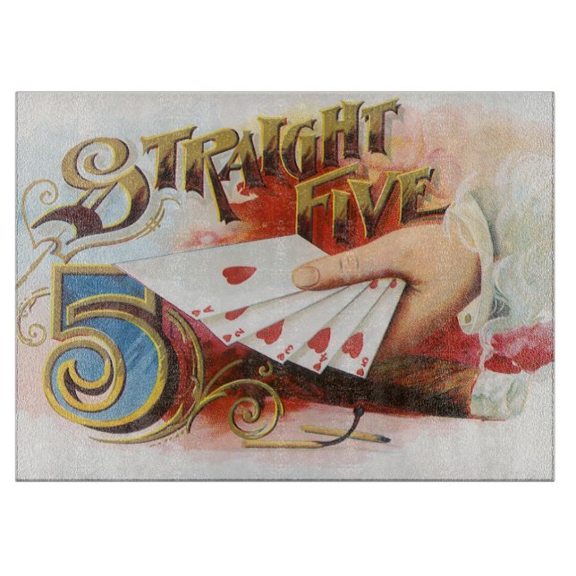 Vintage Cigaretikettskonst Straight Flush med hjär (Framsidan)