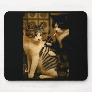 Vintage cigarettkatt rökande tatuering bläckad kon musmatta