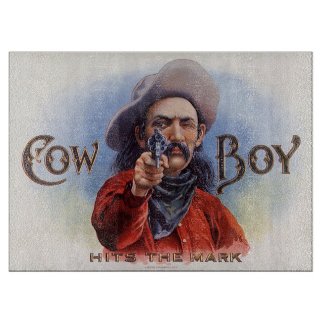 Vintage Cigarrettetikett Konst, Cowboy Träffar Mål (Framsidan)