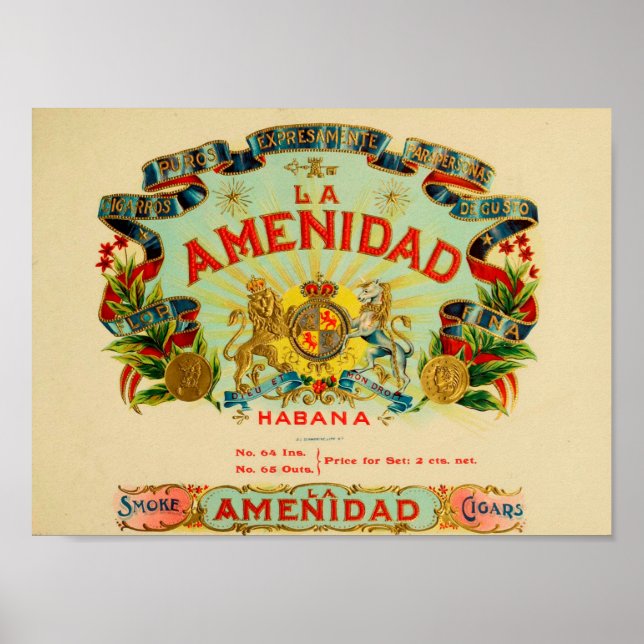 Vintage Cigarrlåsetikett Poster (Framsidan)