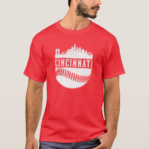 Vintage Cincinnati Baseball Skyline Retro Red Gift T Shirt