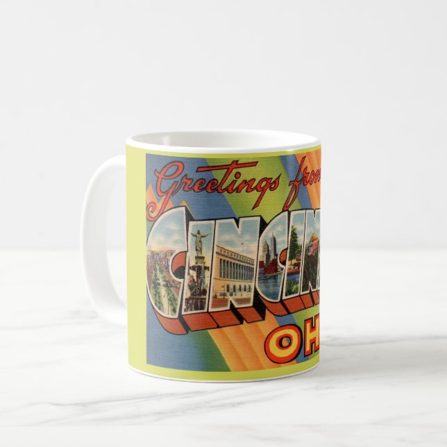 Vintage Cincinnati Hälsning Kaffemugg (Framsida vänster)