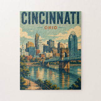 Vintage Cincinnati Ohio Siluett Pussel