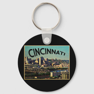 Vintage Cincinnati Skyline Nyckelring