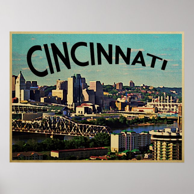 Vintage Cincinnati Skyline Poster (Framsidan)